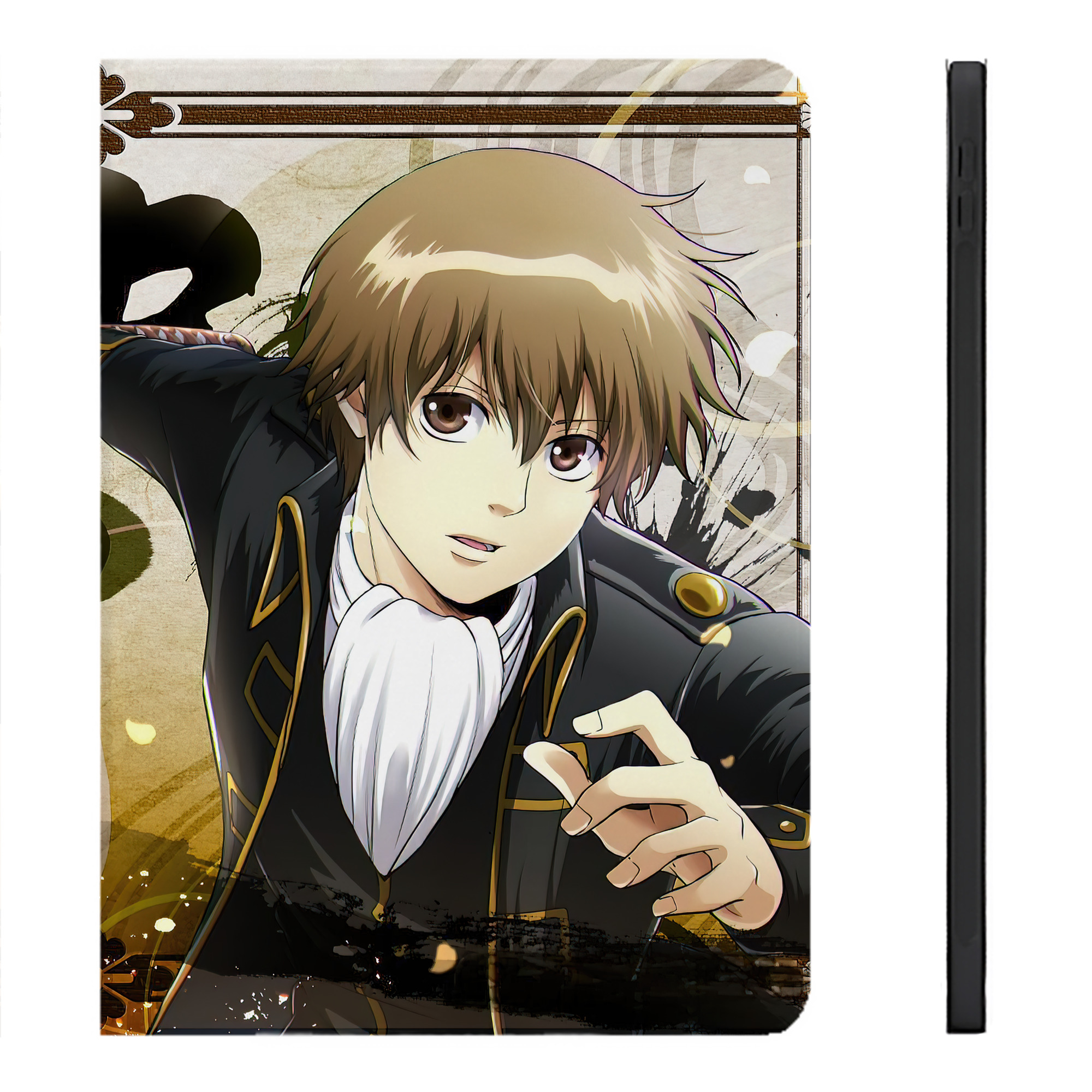 （画像用） ぎんたま 坂田銀時（さかたぎんとき） 神楽 志村新八（しむら しんぱち） GINTAMA Sakata Gintoki Kagura Shimura Shinpachi IPadケース ペンホルダー付き ブックスタイルデザイン